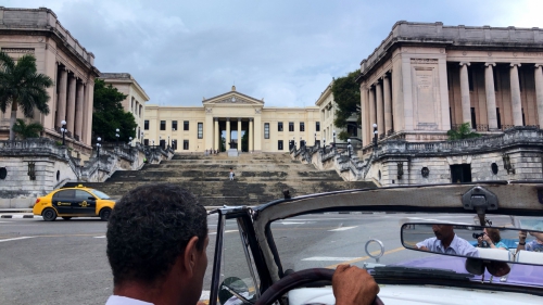 Riding in an classic old car