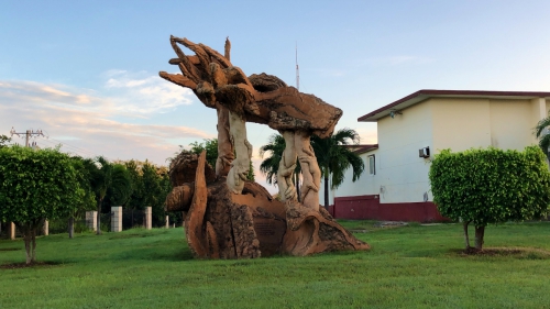 Working together - Statue at the centre de meteorology. 